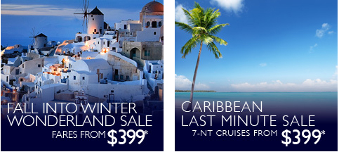 Cruise sales start with fares at $399 per person